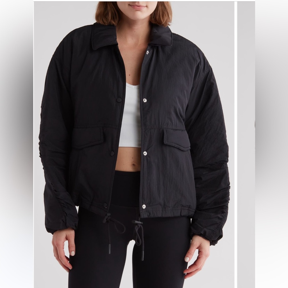 Free People: Off The Bleachers Coaches Jacket - Black NWOT Large - Picture 8 of 13